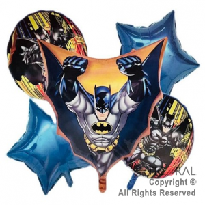 SET DE GLOBOS METALIZADO BATMAN 5 UNIDADES X 1